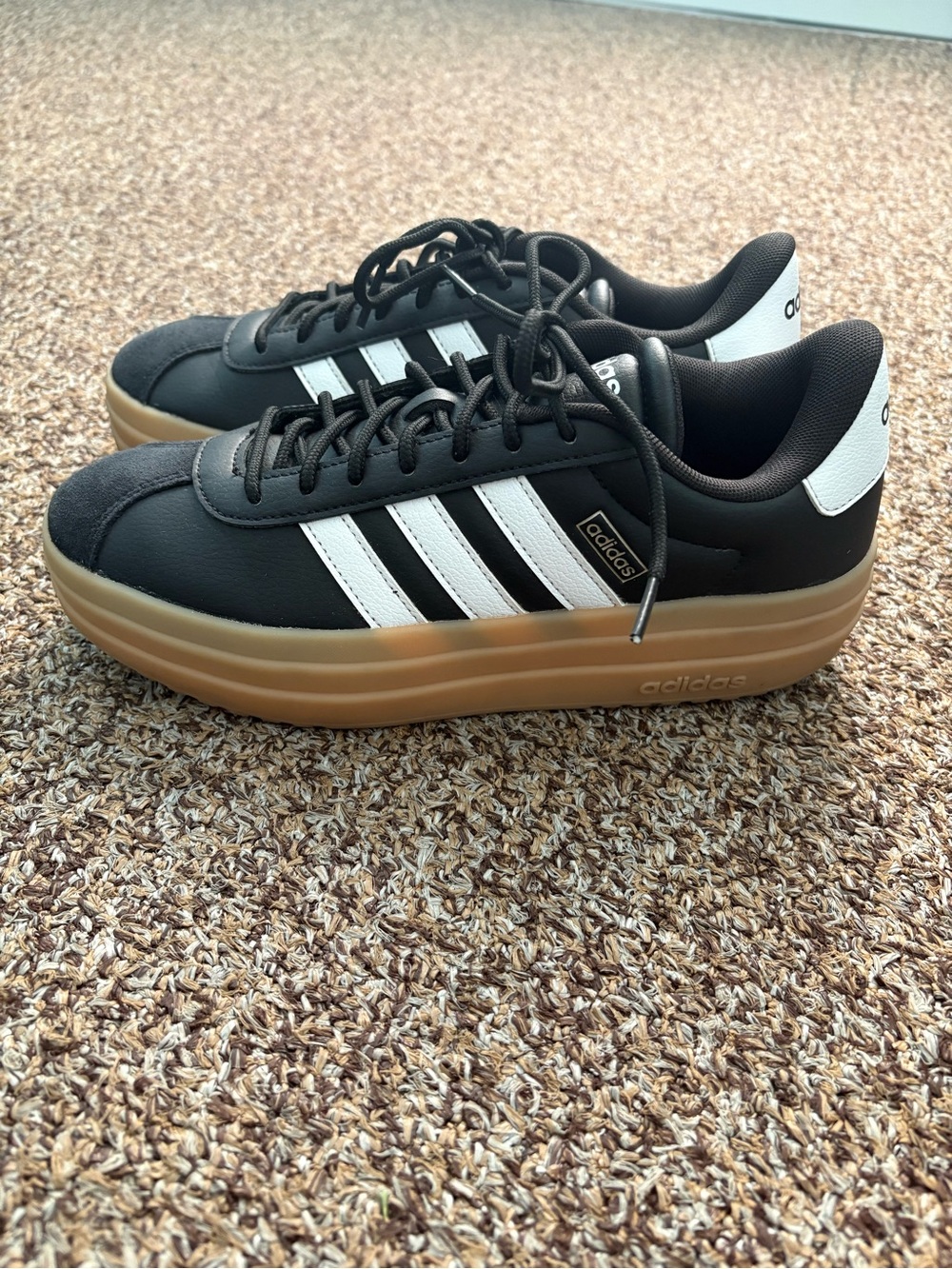 adidas Black White Women’s VL Court Bold Gum-Platform Sneakers
